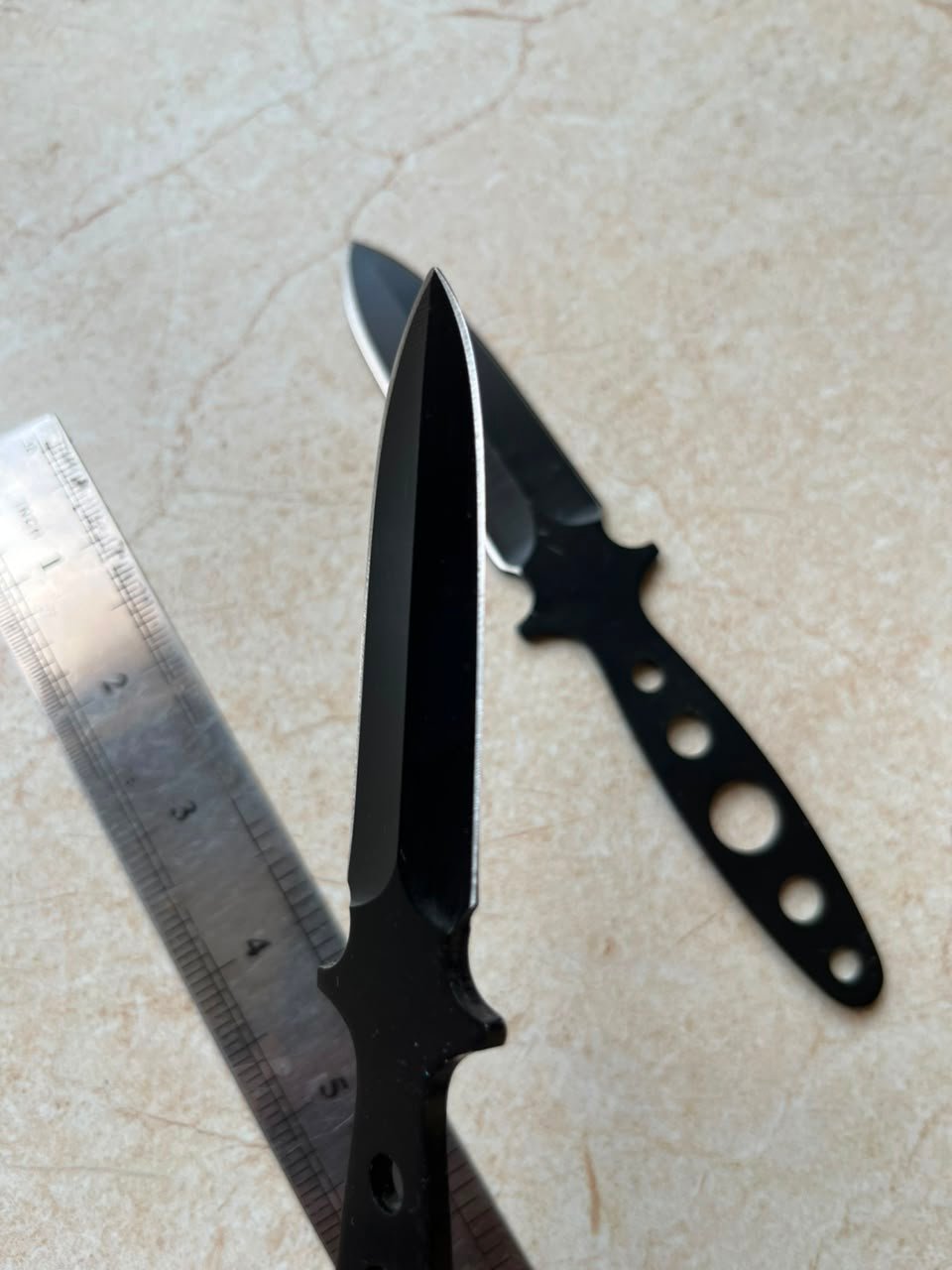 2-Piece 6.0" Tactical Matte Black Throwing Knives – Stainless Steel Spear-Point Target Daggers with Skeletonized Handle & Finger Guard - Image 4