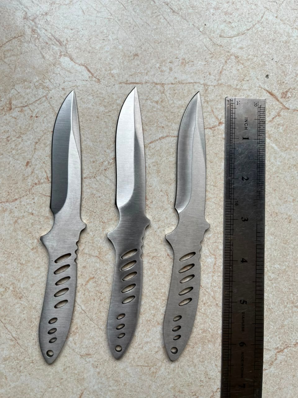 3-Piece 6.5" Stainless Steel Tactical Throwing Knives – Skeletonized Slotted Grip Target Daggers with Finger Guard - Image 4