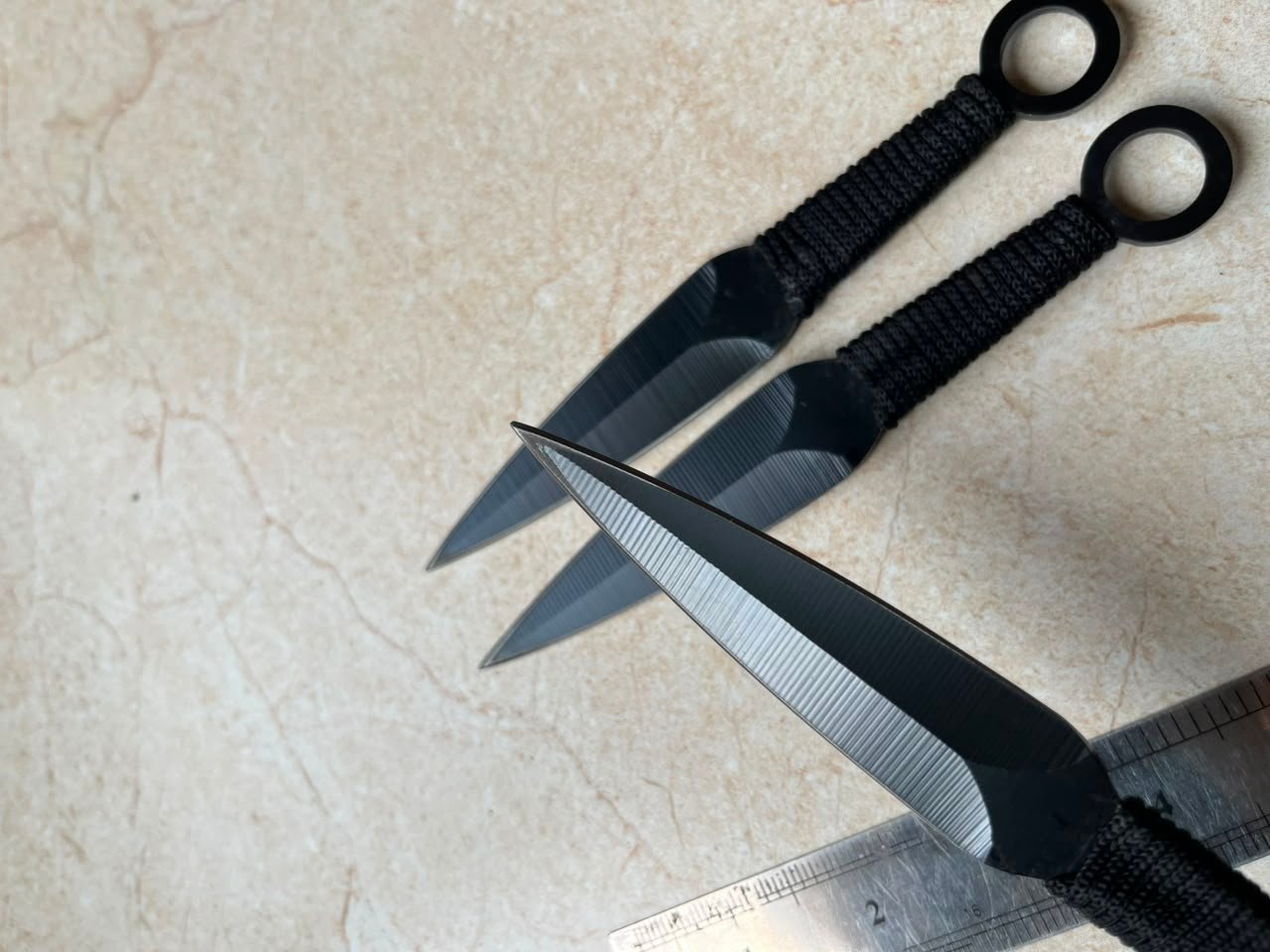 3-Piece Ninja Kunai Throwing Daggers (Tactical Black Steel Target Knives)