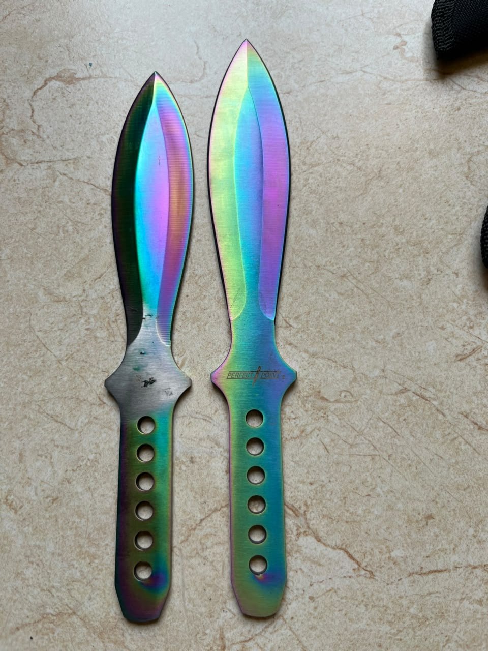 Perfect Point 2-Piece Rainbow Titanium Throwing Knife Set(ZT043)