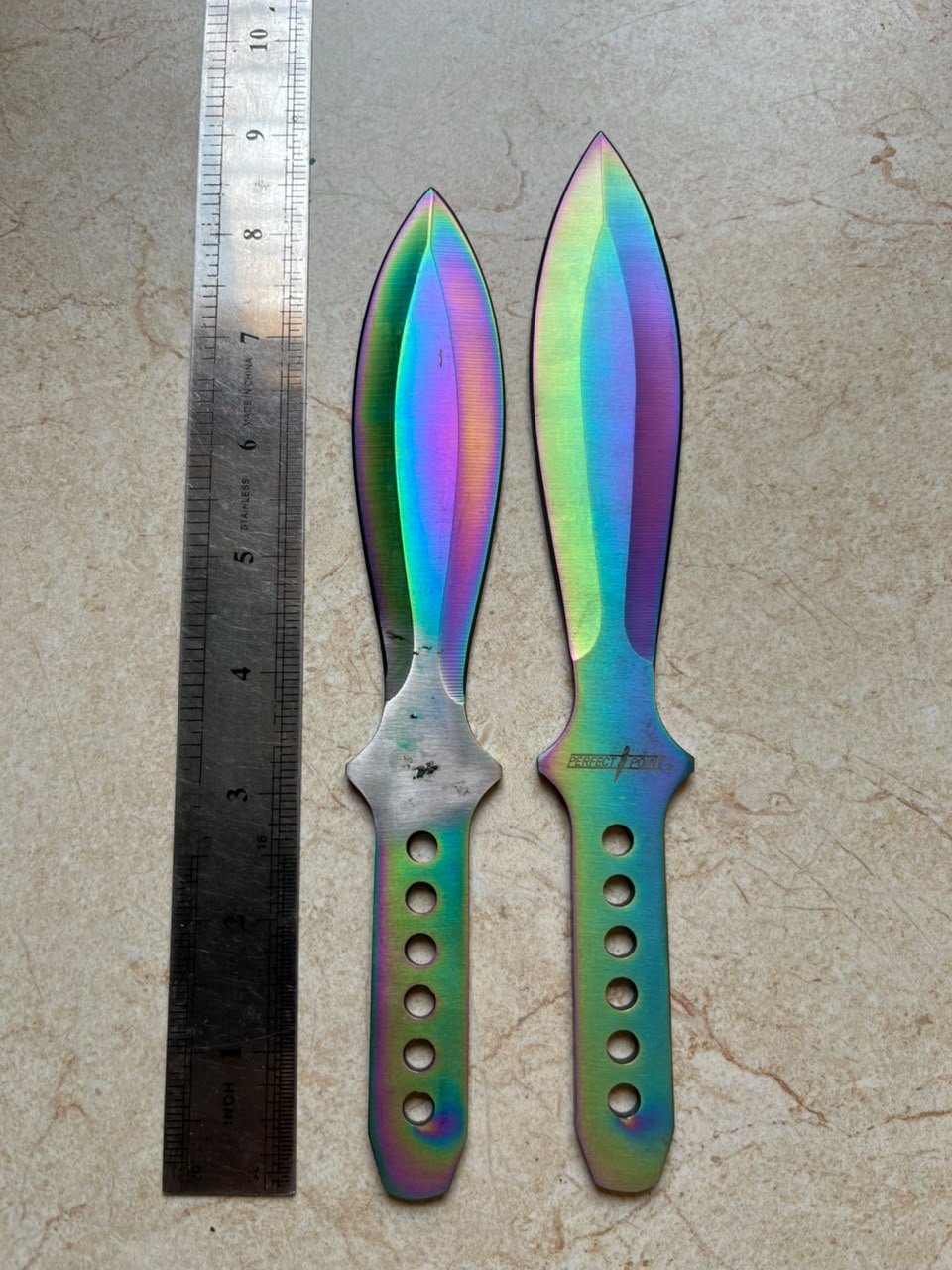 Perfect Point 2-Piece Rainbow Titanium Throwing Knife Set(ZT043) - Image 2