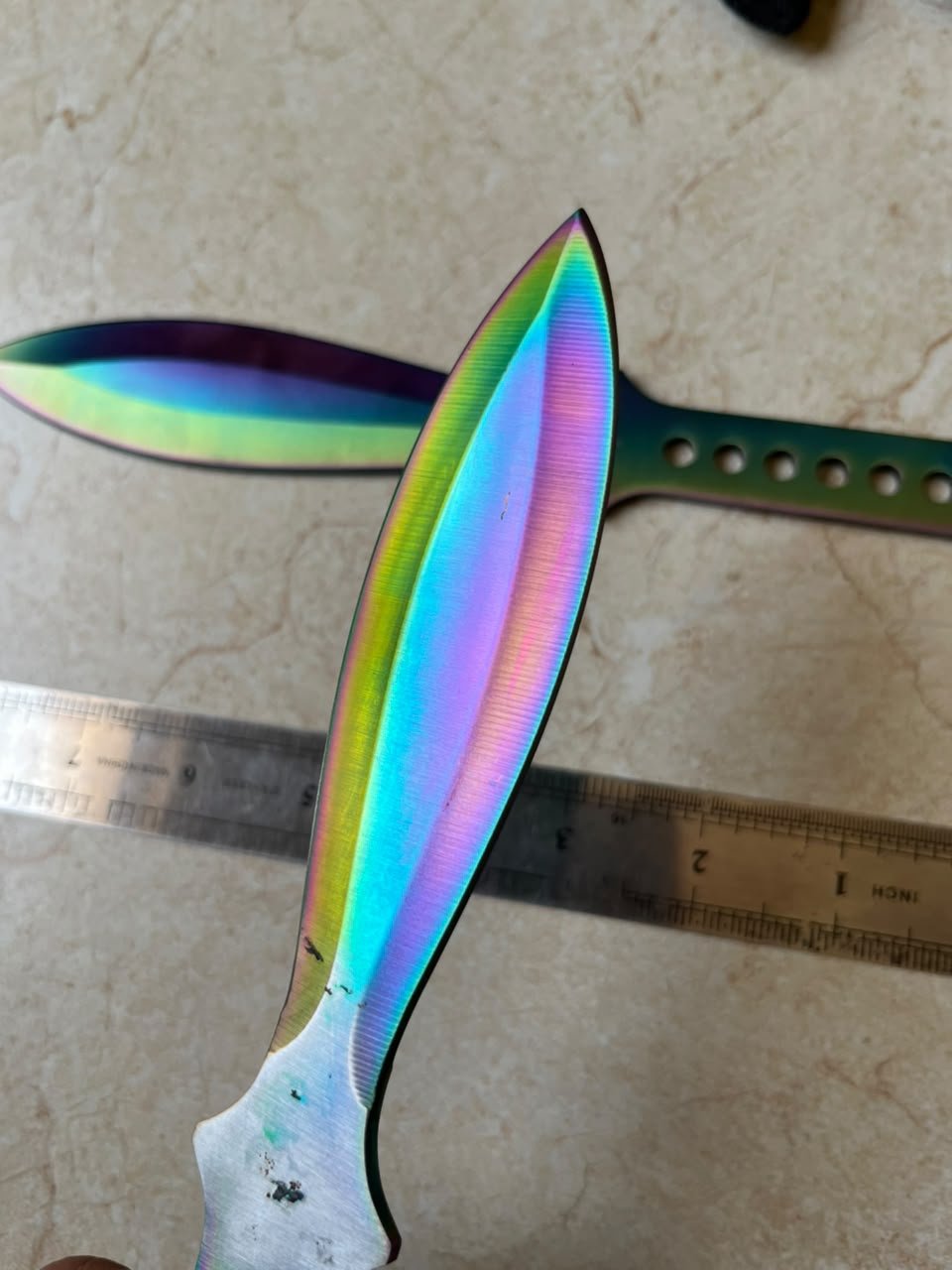 Perfect Point 2-Piece Rainbow Titanium Throwing Knife Set(ZT043) - Image 3