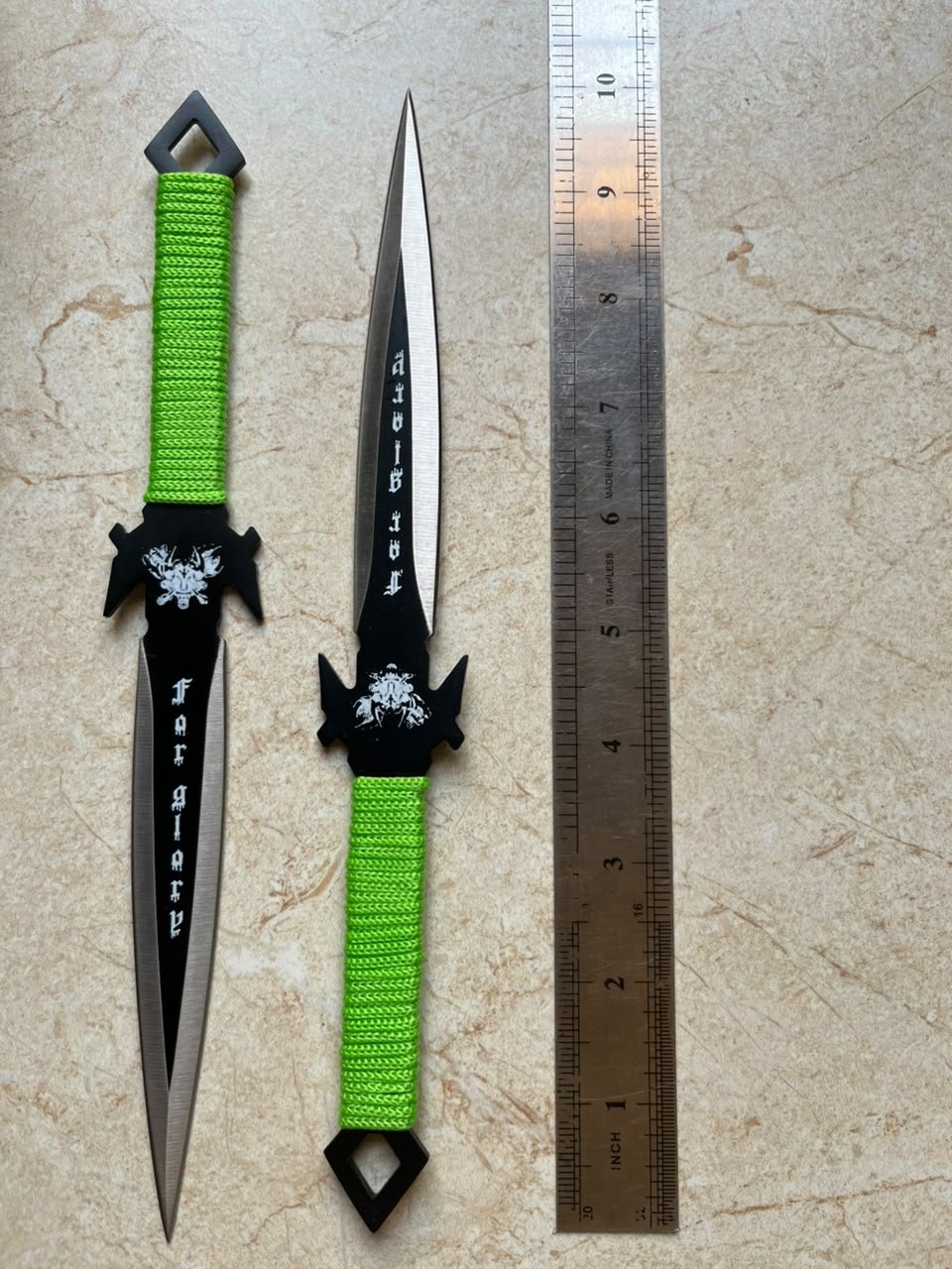 Green Cord-Wrapped Tactical Throwing Knives(ZT026) - Image 2